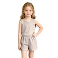 thumbnail image 3 of Loopsun Toddler Boys Girls Summer Outfit Fashion Solid Round Neck Tank Top and Shorts Two-Piece Set, 3 of 5