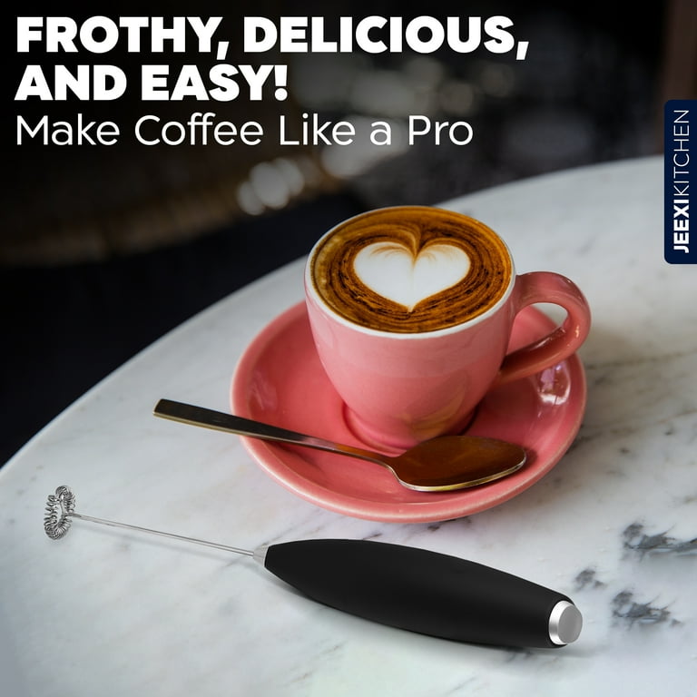 JEEXI Mini Frother Wand, Handheld Electric Milk Frother for