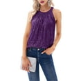 thumbnail image 2 of Sequin Halter Tops for Women Sleeveless Sparkly Shiny Tank Tops Ruched Flowy Sparkly Party Shirt Deep M, 2 of 8