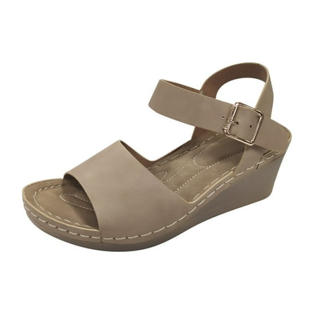 

Aompmsdx Women Sandals Buckle Sandals Platform Wedge Slippers Cool Fashion Versatile Fish Mouth Breathable Wedge Slippers Sandalswomen Shoe