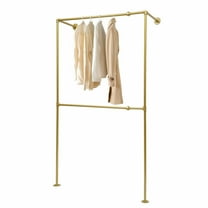 Wall Mounted Industrial Pipe Clothes Rack Iron Garment Bar Closet Storage Gold