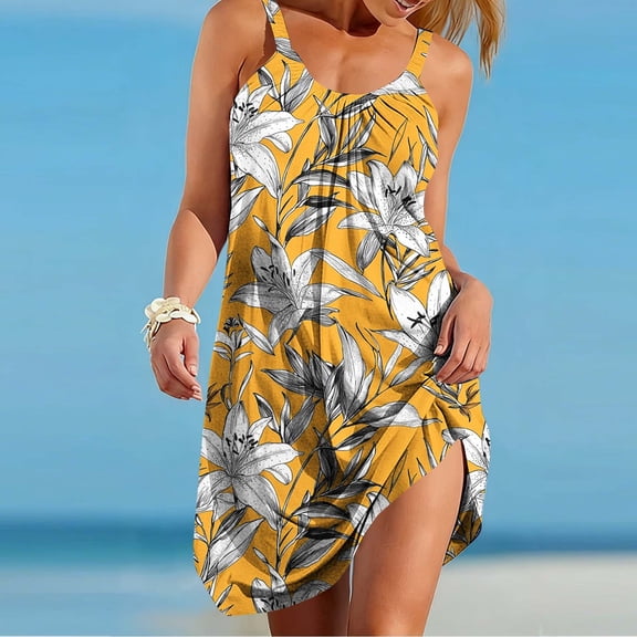 Nuoqisi Vacation Dresses for Women 2026 Summer Dress Women's Casual Sundresses Casual Beach Petite Sun Dress