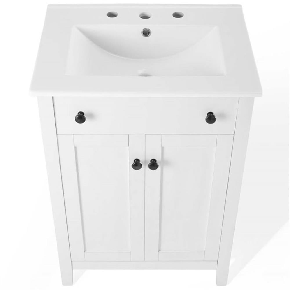 Modway Nantucket 24" Modern Wooden Bathroom Vanity in White Finish
