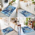 thumbnail image 4 of 2x3 Ft Entryway Area Rug, Blue Tropical Leaves Kitchen Rug Runner Washable Floor Mat, Summer Botanical Ferns Stripes Non Slip Indoor Door Mat Throw Carpet for Bathroom Living Room Bedroom, 4 of 8