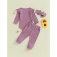 thumbnail image 4 of Bagilaanoe 3pcs Newborn Baby Girl Pants Set Long Sleeve Romper Tops + Leggings + Headband 3M 6M 9M 12M 18M Infant Casual Clothes, 4 of 8