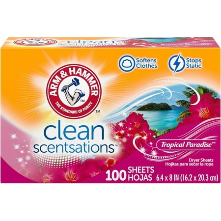 Arm & Hammer Fabric Softener Sheets, Tropical Paradise, 100 Count, 3 Pack