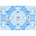 thumbnail image 1 of Metal Light Switch Plate Cover Mandala Blue White Floral Pattern Damask MDL079, 1 of 13
