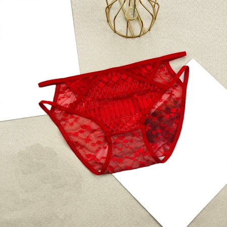 

Aayomet Underwear Women Panties For Women Crochet Lace Lace Up Panty Hollow Out Roleplay Lingerie Underwear Red One Size