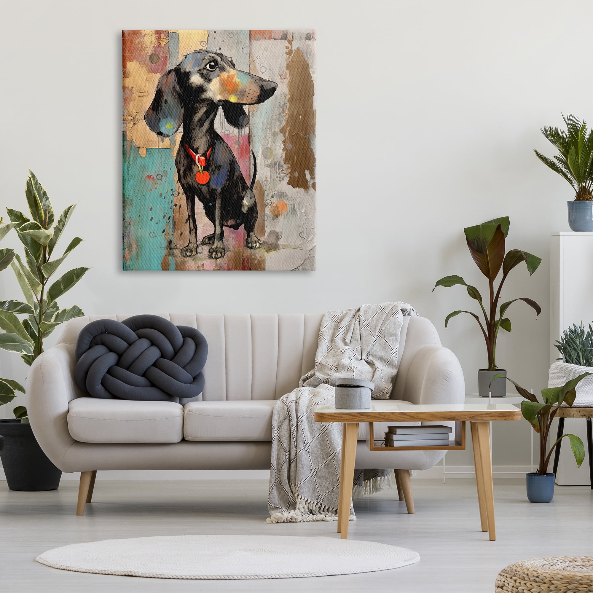 Stupell Industries Dachshund Modern Collage Animals & Insects Painting Gallery Wrapped Canvas Art Print Wall Art, 36 x 48