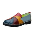 thumbnail image 3 of Women Memory Foam Slip On Sneakers Multicolor PU Leather Fashion Loafers Slip On Work Shoes, 3 of 8