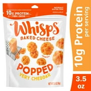 Whisps Popped, Very Cheddar Cheese Snack, 10g Protein from Real Baked Cheese, 3.5 oz