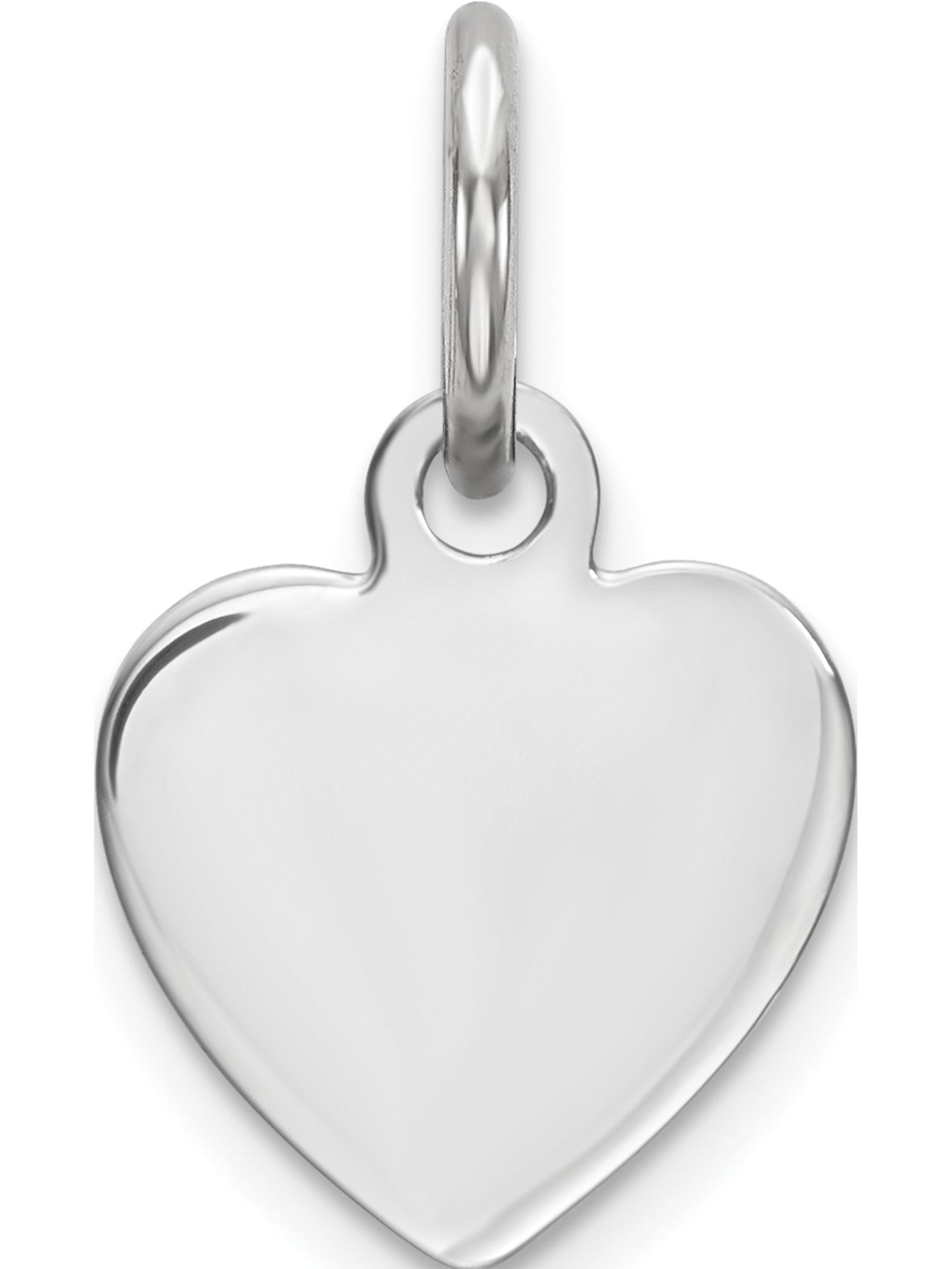 Sterling Silver Engravable Heart Polished Front//Satin Back Disc Charm