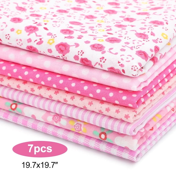 7pcs Floral Cotton Fabric Precut Squares, TSV 20 x 20'' Quilt Squares for Patchwork, Sewing & DIY Projects