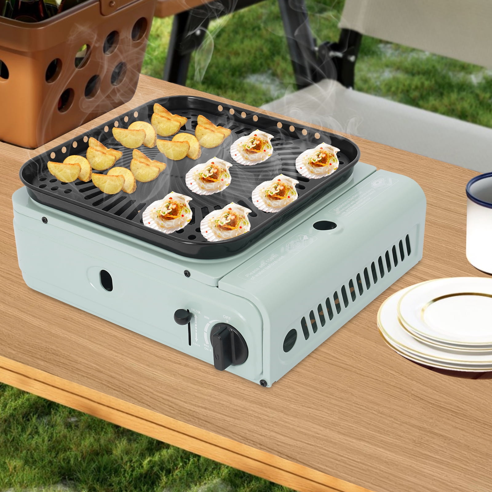 TFCFL 2.3KW Camping Grill Stove 12.2x10.62x4.72in Portable Camping Grill Gas Stove Grill Stove with Portable Carry Case
