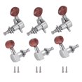thumbnail image 2 of Tuner Pegs Tuning Machine Heads Button Silver Wooden Folk Guitar Brown Oval Concave Handle, 2 of 10