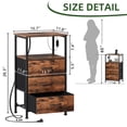 thumbnail image 3 of Eunos 3 Drawer Nightstand with Charging Station, LED and Open Shelf for Bedroom, Wood Grain Print, 3 of 8