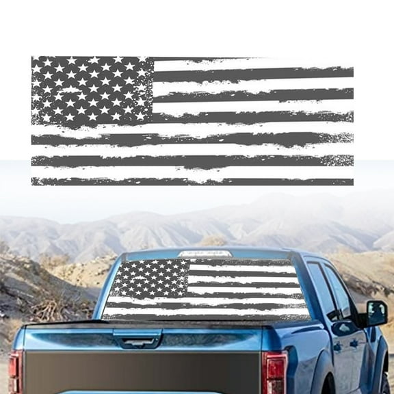 Waterproof Automotive Decals & Stickers Vinyl Gray American Flag, 65" x 17"