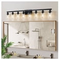 thumbnail image 2 of 51" Black 8-Light Vanity Light, Modern Bathroom Wall Sconce - Clear Glass Shades, Iron Fixture for Mirror, Dressing Table - No Bulbs Included, 2 of 6