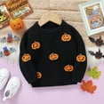 thumbnail image 6 of Toddler Baby Boy Girl Halloween Outfit Knit Chunky Pumpkin Sweaters Crew Neck Pullover Sweatshirt Tops Fall Winter Clothes, 6 of 7