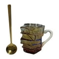 thumbnail image 4 of Shoreew Painted Book Mug with Spoon Creative 3D Stack Book Coffee Cup Retro Novel Style Cup Collection Gifts for Literature Lovers, 4 of 7
