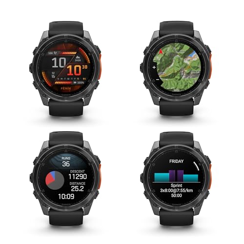 Garmin Fenix 8 51MM AMOLED Multisport GPS Smartwatch Slate Gray with Black Silicone Band, Built-in LED Flashlight, Health & Fitness Smart Watch Bundle for Men & Women
