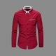 thumbnail image 1 of Ceisia Contrast Panel Stand Collar Shirt Men's Slim Fit Long Sleeve Casual Button-Down Top with Pocket Red M Gifts, 1 of 6