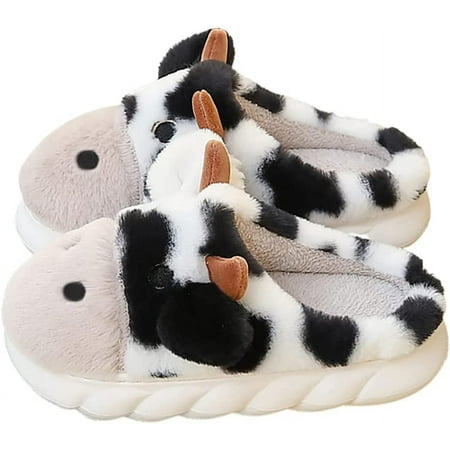 

PIKADINGNIS Fluffy Animal Slippers for Women Plush Winter House Slippers Cow Puppy Frog Pig Cozy House Shoes 2022