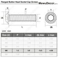 thumbnail image 2 of HAHDAXIA M6-1.0 x 10mm Flanged Button Head Socket Cap Screws, Stainless Steel 18-8 (304), Bright Finish, Full Thread, Allen Socket Drive, 25 PCS, 2 of 6