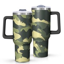 Camouflage 40oz Tumbler– Stainless Steel Insulated Tumbler with Handle and Straw, Large Capacity Travel Cup for Hot & Cold Drinks