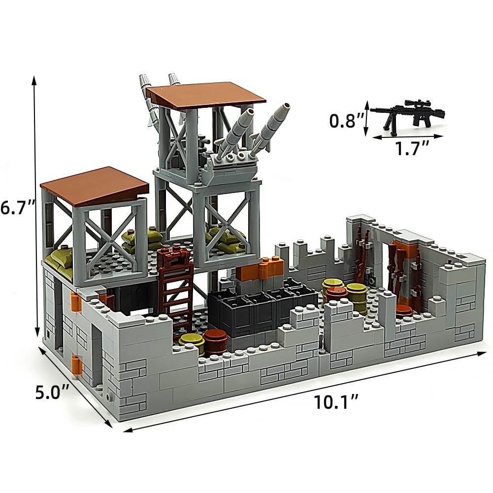 Military Base Building Brick Set for Army Minifigure War Accessories, Defence Base Guard Tower Battle Accessories Building Block Toy for Kids 8 10 12 14 Years