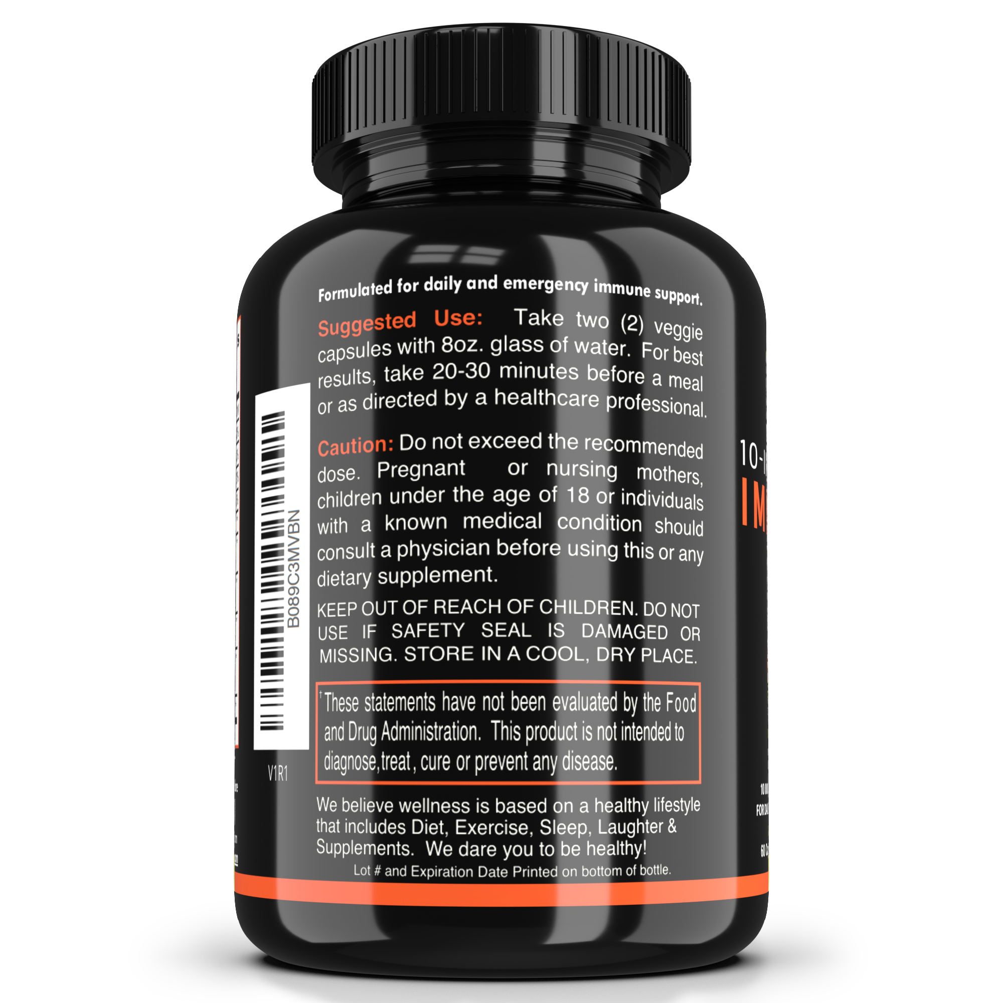 The Enclare Nutrition Emergency Immune Support for Adults, Vitamin C, Zinc, Echinacea, 60ct with Box