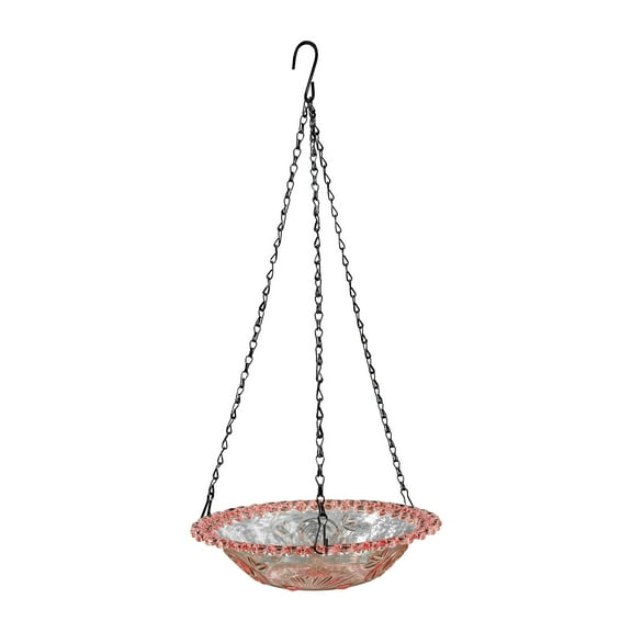 WNFJR Hanging Bird Bath, Outdoor Hanging Bird Feeder, Plastic Hanging Bird Feeder with Metal Chain, Hanging Bird Bath Tray for Outside(Red)