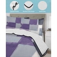 thumbnail image 4 of Quilts Twin XL Size, Purple Grey Soft Comforter Bedding Set for Bed, Modern White Graffiti Square Smear Texture Lightweight Quilted Bedspread with Pillow Cover(2 Pieces) for All Season, 68x98 Inch, 4 of 6