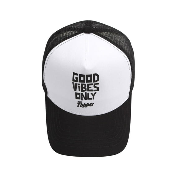 WITHMOONS GOOD VIBES ONLY Print Mesh Snapback Hat Hiphop Trucker Cap Baseball Cap ALM1507 (White)