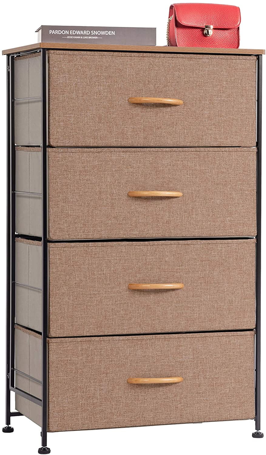 WAYTRIM Fabric 4 Drawers Storage Organizer Unit Easy Assembly, Vertical