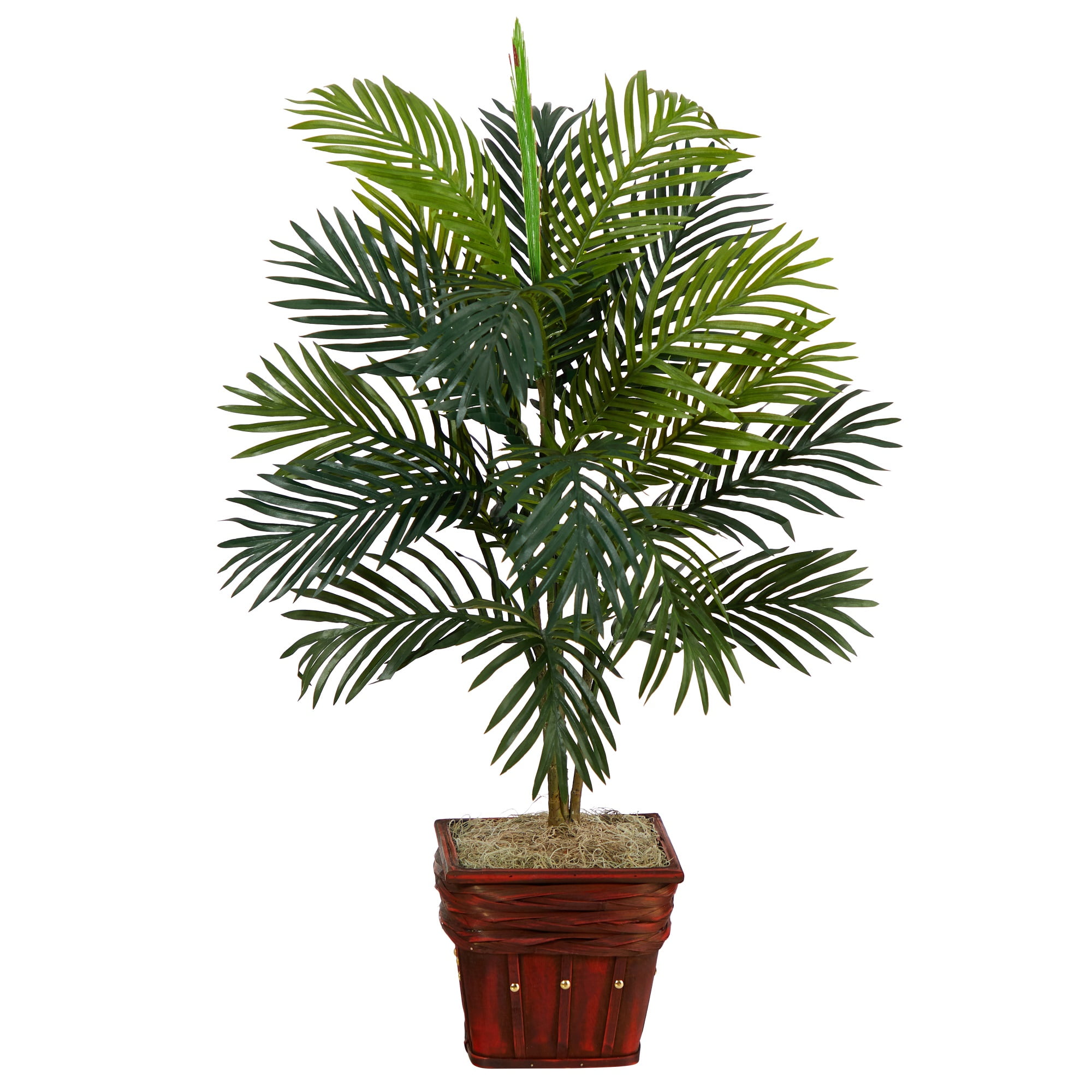 Details about   32" Artificial Areca Palm Plant w/ Bamboo Vase Lifelike Realistic Green Leaves 
