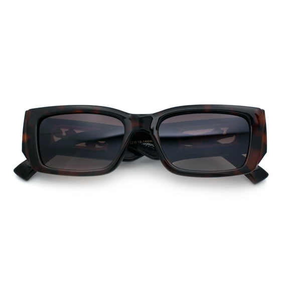 Womens Mod Narrow Rectangle Luxury Jaguar Bling Arm Plastic Sunglasses Tortoise - Brown