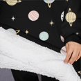 thumbnail image 3 of Oversized Wearable Blanket Hoodie,Black Planet Moon Pattern Sherpa Blanket Hoodie with Super Pockets,Super Warm Fuzzy Pullover for Women & Men, 3 of 6