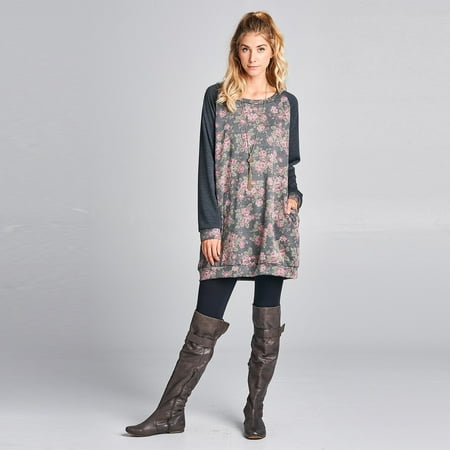 Love, Kuza - Floral French Terry Sweatshirt Dress - Walmart.com