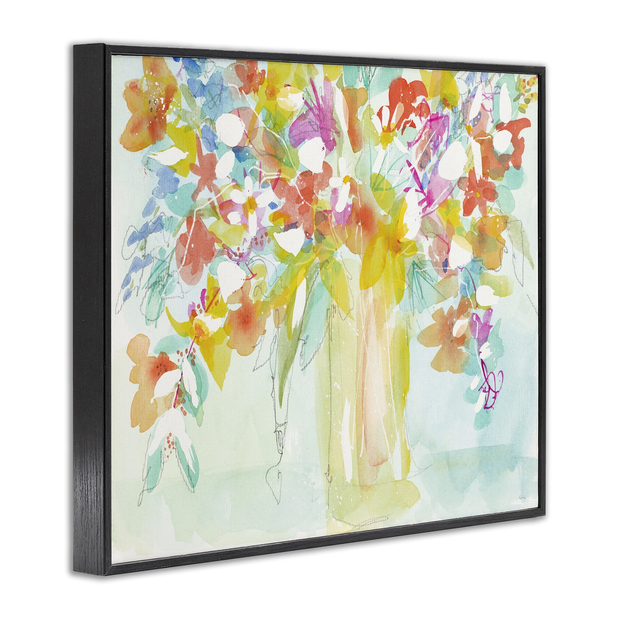 Stupell Industries Bold Eclectic Bouquet Botanical & Floral Painting Black Framed Art Print Wall Art, 14 x 11