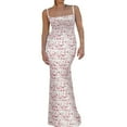 thumbnail image 1 of Robe Moulante Longue Maxi Sans Manches pour Femmes à Imprimé Floral, Bretelles Spaghetti, Découpes, Dos Nu, 1 of 7