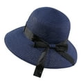 thumbnail image 2 of Womens Straw Hat with Ribbon Bowknot Decor Floppy Beach Cap Sun Hat for Women UPF 50+, 2 of 8