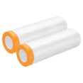 thumbnail image 1 of Uxcell 2 rollos de plástico para pintores con cinta, película de enmascarar pre-cinta de 12 x 52 pies, amarillo/claro, 1 of 6