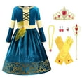 thumbnail image 1 of Brave Princess Merida Costume Kids Dress Up Costume Birthday Carnival Party Classic Costume with Accessories, 1 of 6
