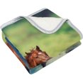 thumbnail image 2 of SKYSONIC Baby Kids Cozy Warm Throw Thermal Soft Bed Blanket 50x60 in Horse in The Lake Flannel Fleece Blanket, 2 of 5