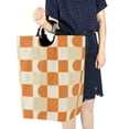thumbnail image 4 of Yayeee Freestanding Laundry Hamper with Handle Collapsible Large Storage Basket for Clothes, Orange Checkered Pattern, 4 of 7