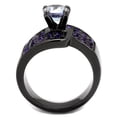 thumbnail image 3 of Luxe Jewelry Designs Women's Light Black IP Stainless Steel Ring with Clear and Amethyst CZ - Size 5, 3 of 4