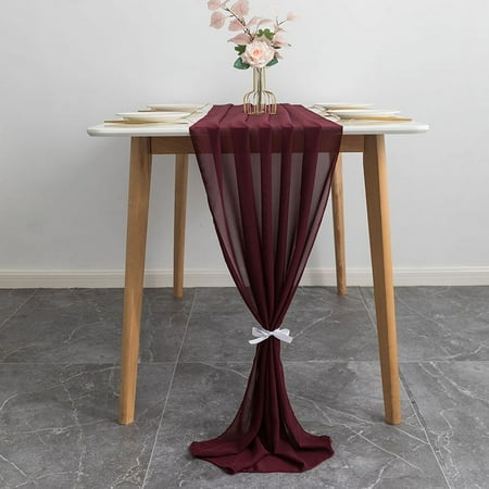 

Firefly Hope Chiffon Table Runner Sheer Wedding Table Runner 28.3x120 Inches Romantic Tulle Table Runner for Wedding Decor Birthday Party Bridal Table Decoration 1 Pack ，Date Red