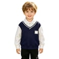 thumbnail image 5 of WUANDIXFA Boys Sweatshirts School Shirts Lapel Button Down Long Sleeve Pullover Tops for Kids Long Sleeve Toddler Boy Shirts,Blue,18-24 Months, 5 of 6