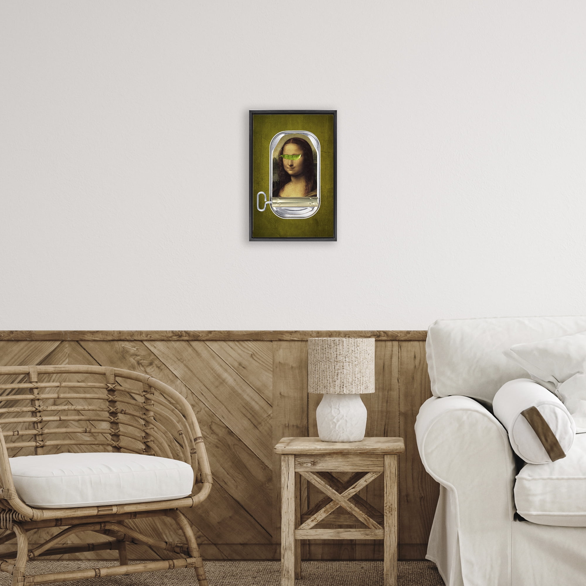 Canned Mona Lisa Black Framed Floater Canvas Wall Art, design by Elo Marc